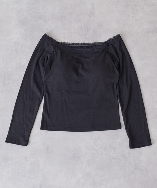 archives(アルシーヴ)の「レーストリムカップ付オフショルTOPS(Tシャツ/カットソー・レディース・オフホワイト/ブラック・MEDIUM)」の2枚目の写真