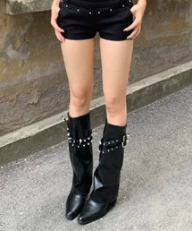 Metal buckle biker boots