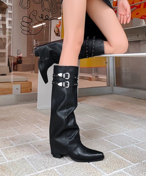 Vipoa(ヴィポア)の「Metal buckle biker boots(ブーツ・レディース・ブラック・LARGE/MEDIUM/SMALL)」の12枚目の写真