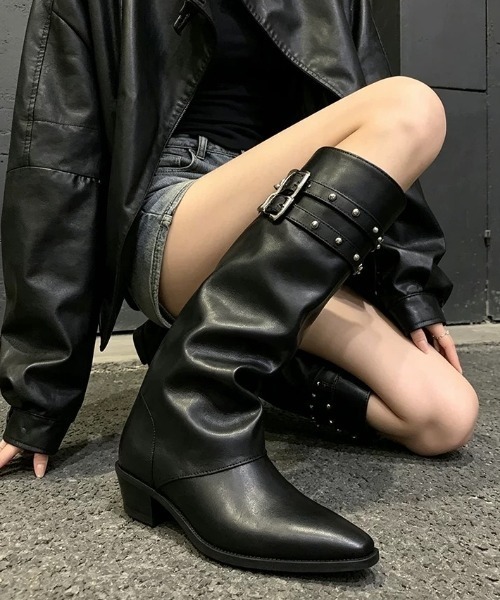 Vipoa(ヴィポア)の「Metal buckle biker boots(ブーツ・レディース・ブラック・LARGE/MEDIUM/SMALL)」の21枚目の写真