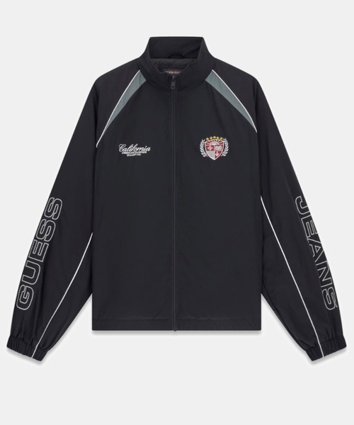 GUESS JEANS(ゲスジーンズ)の「GUESS JEANS Emb Track Jacket ジャケット ナイロンジャケット セットアップ(ナイロンジャケット・メンズ・ブラック・X-LARGE/LARGE/MEDIUM/SMALL/XX-LARGE)」の1枚目の写真
