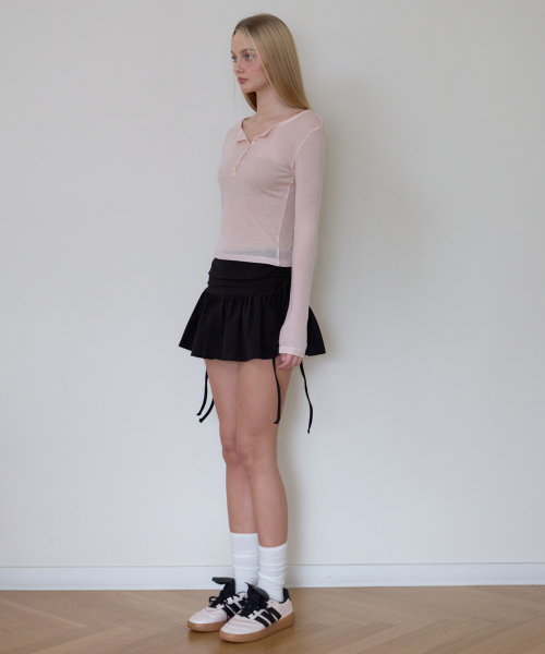 ROSEFRANTZ（ロゼフランツ）の「Henley Neck Layered Long Sleeve [Pink]（Tシャツ/カットソー・レディース・PINK・OS）」の3枚目の写真