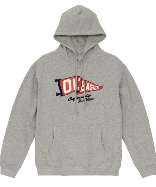 Ol' Basics(オールベーシックス)の「Ol' Basics(オール・ベーシックス) プルパーカー スウェット フラッグイラスト ロゴ プリント 裏毛 トップス レディース ユニセックス(パーカー・レディース・ミックスグレー/ホワイト/ブラック・S)」の3枚目の写真