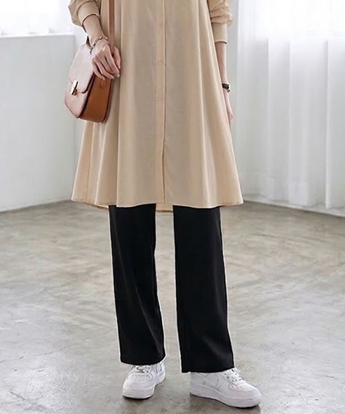 Pittok（ピットク）の「ウエストらくゴム ポケット付きストレートパンツ（スラックス・レディース・ブラック・MEDIUM/LARGE/X-LARGE）」の9枚目の写真
