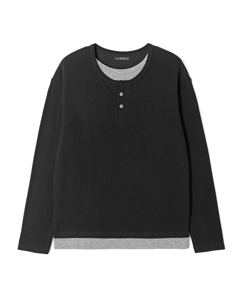 ADHOC(アドホック)の「メンズ ダブルヘンリーネック Tシャツ (BLACK) (HC8LT06)(Tシャツ/カットソー・メンズ・その他・95/100/105)」の1枚目の写真