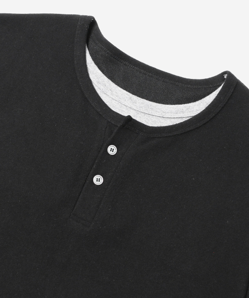 ADHOC(アドホック)の「メンズ ダブルヘンリーネック Tシャツ (BLACK) (HC8LT06)(Tシャツ/カットソー・メンズ・その他・95/100/105)」の3枚目の写真