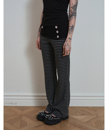 SKULL LOGO STRIPE フレアパンツ / ブラック