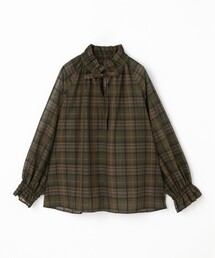 feerique シアーチェックボウタイブラウス