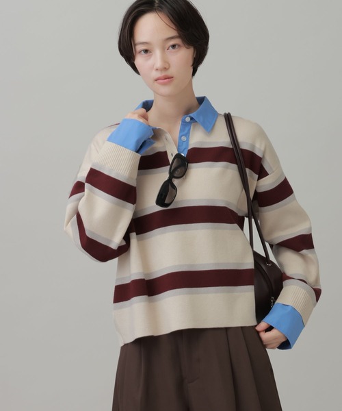 LAKOLE(ラコレ)の「シャツエリツキラガーニット / 1063784(ニット/セーター・レディース・グレー/ライトベージュ/ネイビー・FREE)」の4枚目の写真