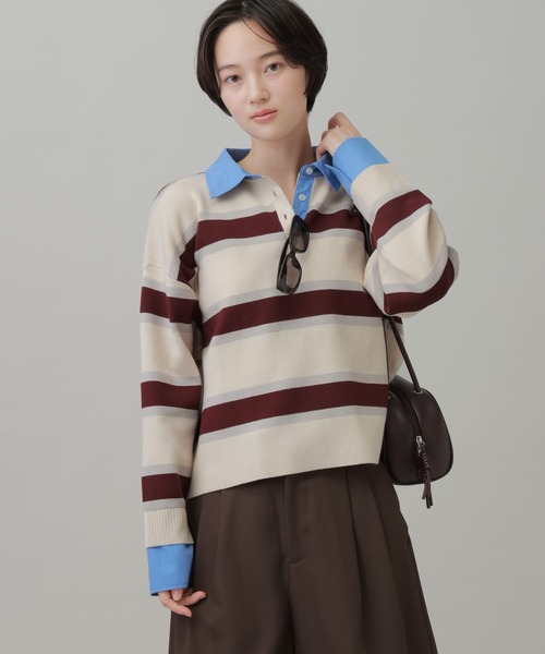 LAKOLE(ラコレ)の「シャツエリツキラガーニット / 1063784(ニット/セーター・レディース・グレー/ライトベージュ/ネイビー・FREE)」の5枚目の写真