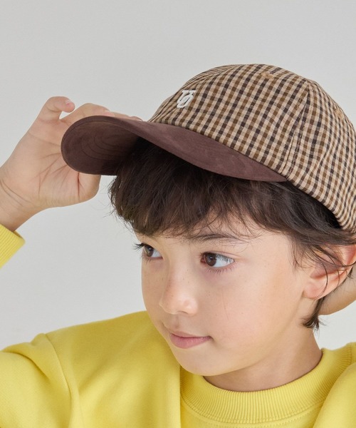 UNIVERSAL OVERALL（ユニバーサルオーバーオール）の「【UNIVERSAL OVERALL】別注チェック6パネルCAP(KIDS)（キャップ・キッズ・ブラウン/ブルー/チャコール・FREE）」の3枚目の写真