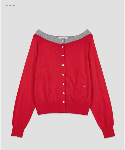 ATELIER NAIN(アトリエナイン)の「(CD-2275)DOUBLE LAYERED COLOR POINT CARDIGAN(カーディガン/ボレロ・レディース・ライトグレー/その他・FREE)」の1枚目の写真