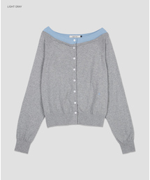 (CD-2275)DOUBLE LAYERED COLOR POINT CARDIGAN
