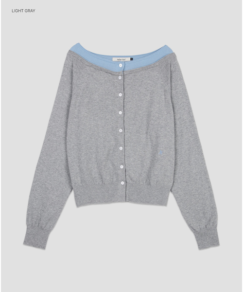 ATELIER NAIN(アトリエナイン)の「(CD-2275)DOUBLE LAYERED COLOR POINT CARDIGAN(カーディガン/ボレロ・レディース・ライトグレー/その他・FREE)」の2枚目の写真