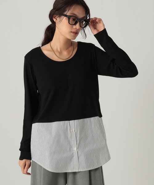 Elura(エルーラ)の「ジンジャーモイスト裾レイヤー/1075329(Tシャツ/カットソー・レディース・ホワイト系その他/ブラック/ホワイト・FREE)」の16枚目の写真