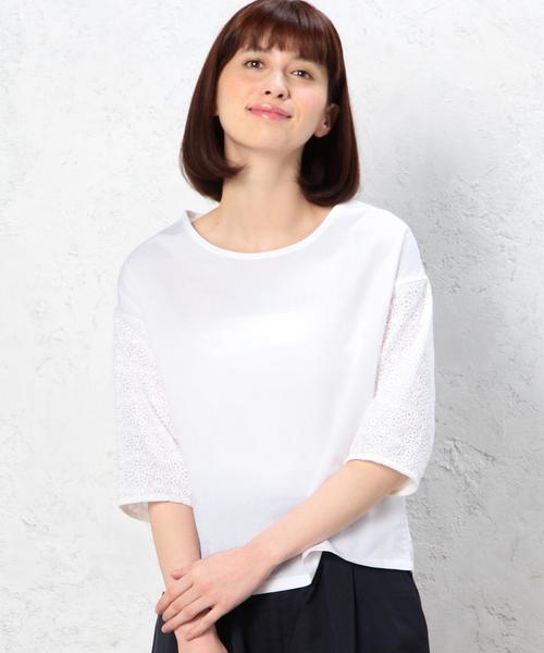 green label relaxing（グリーンレーベルリラクシング）の「CB ソデLACE ムジ PO ブラウス（シャツ/ブラウス・レディース・オフホワイト/ブラック・FREE）」の3枚目の写真