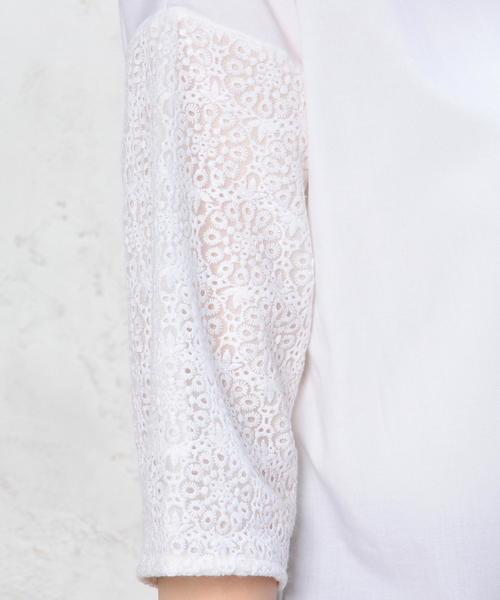 green label relaxing（グリーンレーベルリラクシング）の「CB ソデLACE ムジ PO ブラウス（シャツ/ブラウス・レディース・オフホワイト/ブラック・FREE）」の4枚目の写真