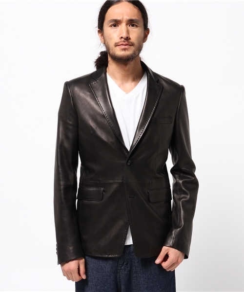 5351 POUR LES HOMMES(ゴーサンゴーイチプールオム)の「ALRIC LAMB レザージャケット(テーラードジャケット)」|ブラック