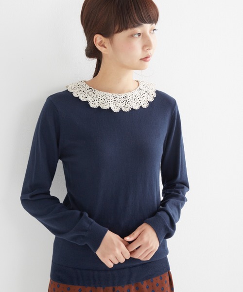 レース衿がかわいい大人ガーリーニット レース衿がかわいい大人ガーリーニット