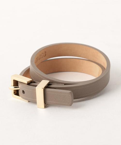 MAISON BOINET（メゾンボワネ）の「MAISON BOINET レザー ワイド Wベルト ブレス / メゾンボワネ / レザーブレス（ブレスレット・レディース・グレー/ベージュ・フリー）」の7枚目の写真