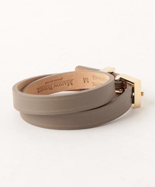 MAISON BOINET（メゾンボワネ）の「MAISON BOINET レザー ワイド Wベルト ブレス / メゾンボワネ / レザーブレス（ブレスレット・レディース・グレー/ベージュ・フリー）」の8枚目の写真
