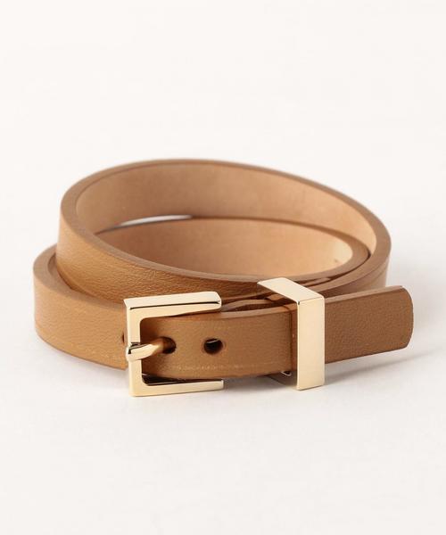 MAISON BOINET（メゾンボワネ）の「MAISON BOINET レザー ワイド Wベルト ブレス / メゾンボワネ / レザーブレス（ブレスレット・レディース・グレー/ベージュ・フリー）」の6枚目の写真