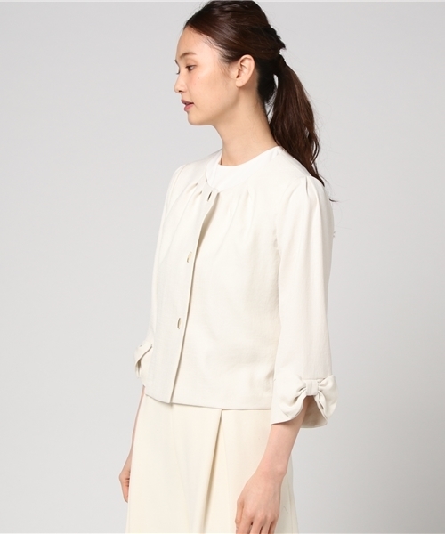 Rose Tiara ノーカラージャケット ベージュ ローズティアラ ベージュ ノーカラージャケット 新品定価27500円