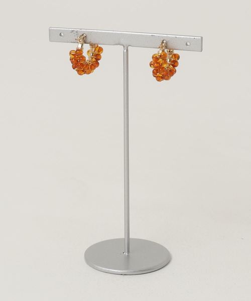 TONE SELECT GOODS（トーンセレクトグッズ）の「【marinaJEWELRY】14kgf/天然琥珀Baltic Amber pave pierced earring（ピアス（両耳用）・レディース・ブラウン・FREE）」の2枚目の写真