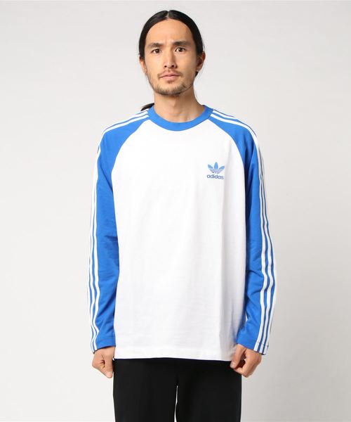 adidas（アディダス）の「アディカラー スリーストライプス Tシャツ 3 STRIPES LS TEE（Tシャツ/カットソー・メンズ・レッド/ブルー・LARGE/MEDIUM/SMALL/X-LARGE/X-SMALL/XX-LARGE/XXX-LARGE）」の2枚目の写真