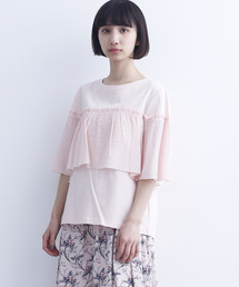 MERLOT | 異素材デコルテフリルカットソー1338(Tシャツ/カットソー)