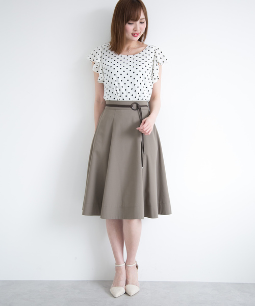 PROPORTION BODY DRESSING（プロポーションボディドレッシング）の「タイプライターベルト付きフレアースカート（スカート・レディース・カーキ/ベビーピンク/ブルー・1/2/3）」の4枚目の写真