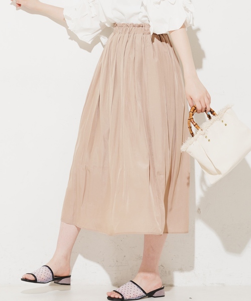 natural couture（ナチュラルクチュール）の「ふんわりタックスカート（スカート・レディース・ブラック/ベージュ/グリーン/レッド・FREE）」の3枚目の写真