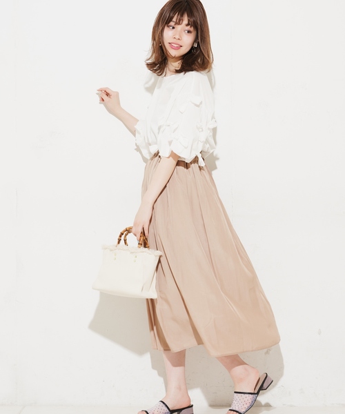 natural couture（ナチュラルクチュール）の「ふんわりタックスカート（スカート・レディース・ブラック/ベージュ/グリーン/レッド・FREE）」の11枚目の写真