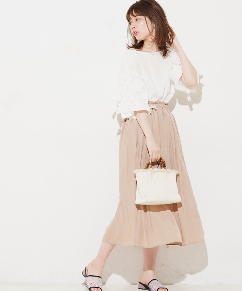 natural couture（ナチュラルクチュール）の「ふんわりタックスカート（スカート・レディース・ブラック/ベージュ/グリーン/レッド・FREE）」の13枚目の写真