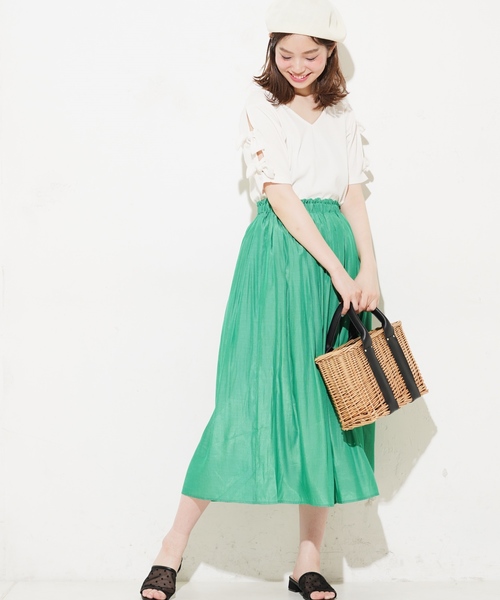 natural couture（ナチュラルクチュール）の「ふんわりタックスカート（スカート・レディース・ブラック/ベージュ/グリーン/レッド・FREE）」の15枚目の写真