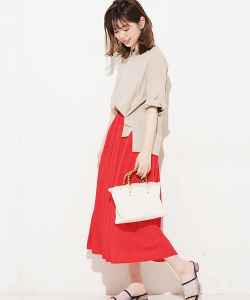 natural couture（ナチュラルクチュール）の「ふんわりタックスカート（スカート・レディース・ブラック/ベージュ/グリーン/レッド・FREE）」の10枚目の写真