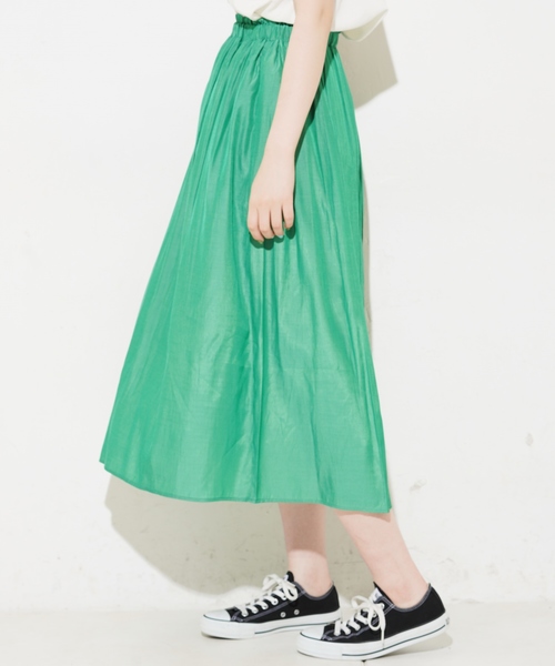 natural couture（ナチュラルクチュール）の「ふんわりタックスカート（スカート・レディース・ブラック/ベージュ/グリーン/レッド・FREE）」の7枚目の写真