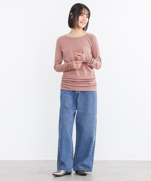n'OrLABEL（ノアールレーベル）の「『シンプルきれいめネックゆるっとロンT』（Tシャツ/カットソー・レディース・ホワイト/ブラック/ネイビー/カーキ/イエロー/ブルー/アイボリー/モカ/スモークピンク/グレイッシュベージュ/チャコール/プラム/ワイン/サンドベージュ/ロイヤルブルー/グリーン/グレイッシュブルー・LL/M/L）」の20枚目の写真