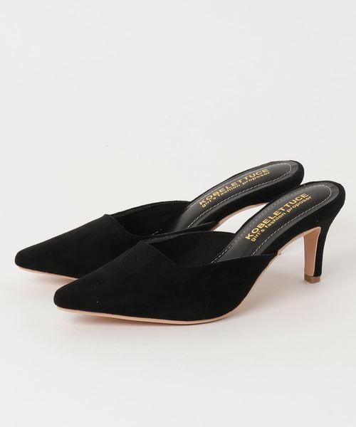 KOBE LETTUCE(コウベレタス)の「7cmヒールポインテッドトゥミュール サンダル(サンダル・レディース・ブラック/ベージュ/パープル/ミント/ストライプ・LL/S/M/L)」の2枚目の写真