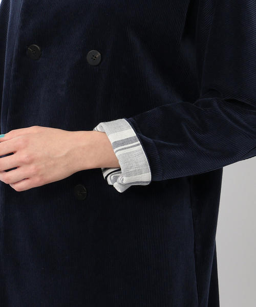 極美品☆GALERIE VIE　5万　コットンコーデュロイ　コート　ネイビー GALERIE VIE（ギャルリー ヴィー）の「コットンコーデュロイ ノー