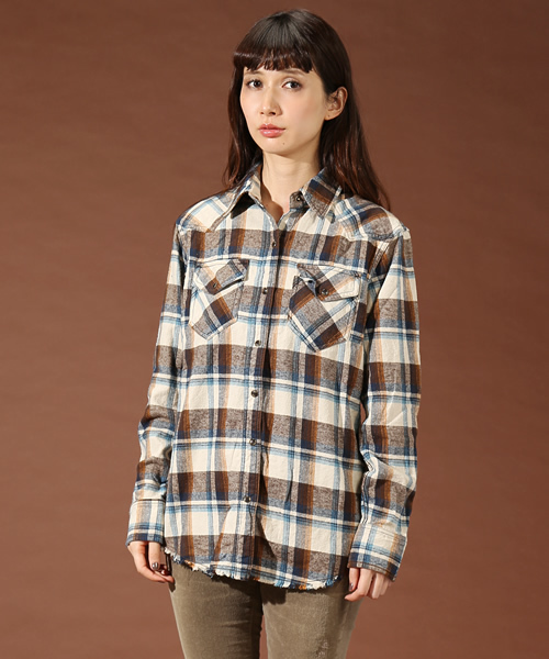 goa（ゴア）の「ヴィンテージ　ネルチェックシャツ（シャツ/ブラウス・レディース・グリーン/ブルー/レッド・FREE）」の6枚目の写真