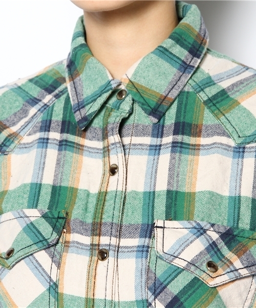 goa（ゴア）の「ヴィンテージ　ネルチェックシャツ（シャツ/ブラウス・レディース・グリーン/ブルー/レッド・FREE）」の7枚目の写真