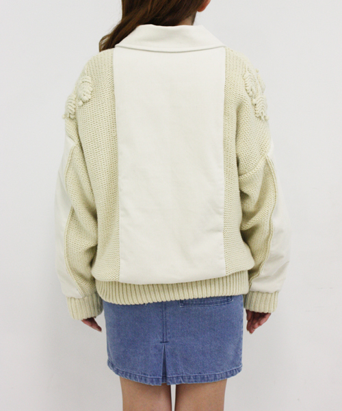 Kastane（カスタネ）の「【Kastane】切替ニットブルゾン（ブルゾン・レディース・アイボリー/ブラック/ブルー/キャメル・FREE）」の18枚目の写真