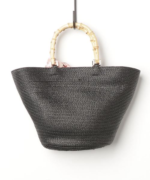 salle de bal(サルデバル)の「∴ スカーフ付き バンブーハンドルグログランテープバッグ(ハンドバッグ・レディース・ブラック/ベージュ/グレイッシュベージュ/グリーン・FREE)」の5枚目の写真