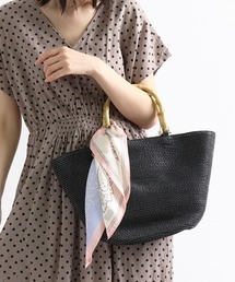 ∴ スカーフ付き バンブーハンドルグログランテープバッグ