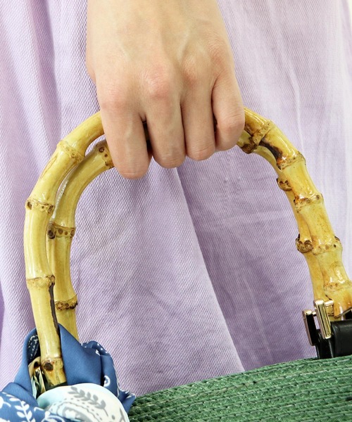 salle de bal(サルデバル)の「∴ スカーフ付き バンブーハンドルグログランテープバッグ(ハンドバッグ・レディース・ブラック/ベージュ/グレイッシュベージュ/グリーン・FREE)」の11枚目の写真