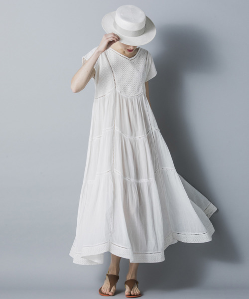 Emma Taylor（エマテイラー）の「エンブロイダリーレースティアードドレス（ワンピース・レディース・ブラック/レッド/オフホワイト・FREE）」の6枚目の写真