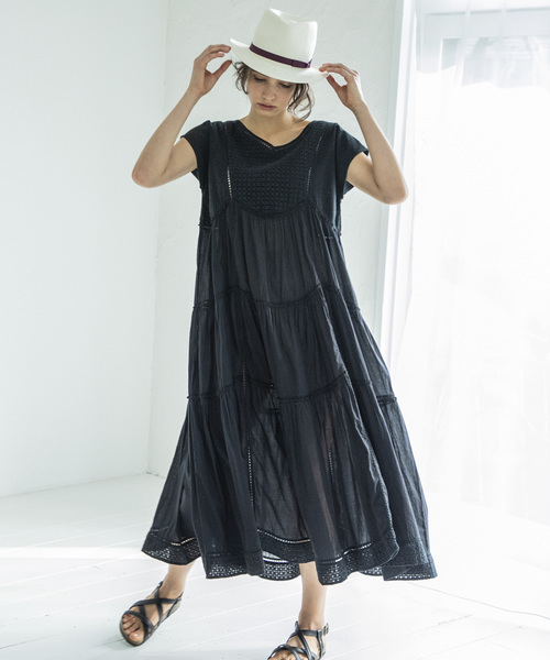 Emma Taylor（エマテイラー）の「エンブロイダリーレースティアードドレス（ワンピース・レディース・ブラック/レッド/オフホワイト・FREE）」の12枚目の写真