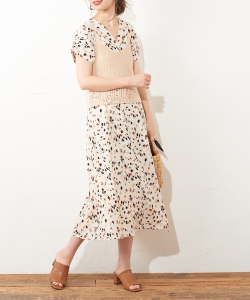 natural couture（ナチュラルクチュール）の「カギ針ニットキャミ（キャミソール・レディース・アイボリー/レッド/キャメル・FREE）」の8枚目の写真