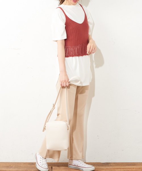 natural couture（ナチュラルクチュール）の「カギ針ニットキャミ（キャミソール・レディース・アイボリー/レッド/キャメル・FREE）」の9枚目の写真